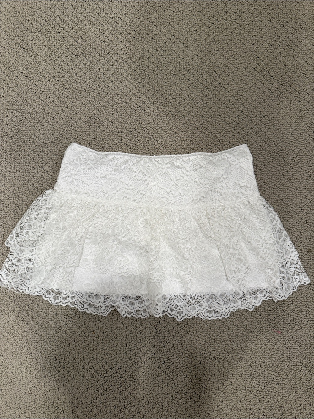 White Lace Ruffled Mini Skirt - Women's Skirt